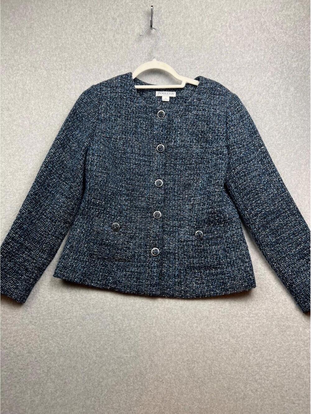 Pendleton Tweed Wool Tweed Jacket Blazer Womens Petites Size 10 Career Classic